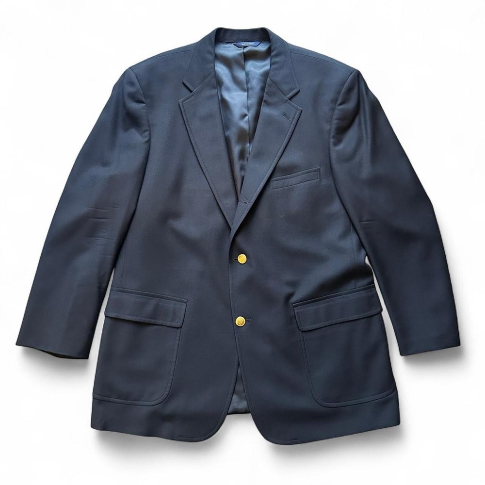 Brooks Brothers Brookscool Blazer 44R Navy Blue with Gold Buttons Classic Jacket